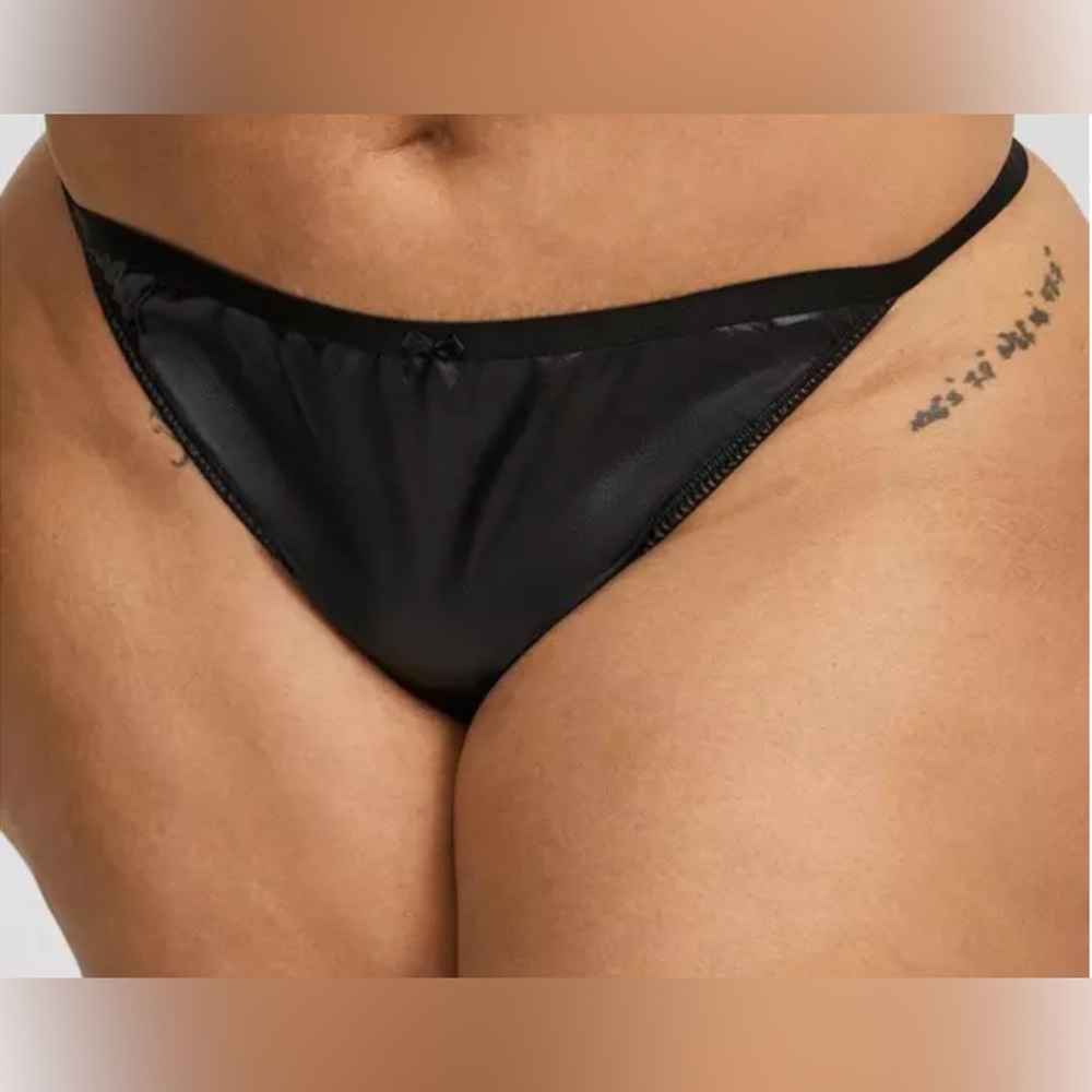 #x125 - Torrid Black Faux Leather G-String Panty Thong - Picture 2 of 12